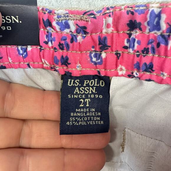 U.S. Polo Assn Pants Kids Girls Size 2T Khaki Beige Cotton Blend Skinny Uniform - Picture 6 of 15